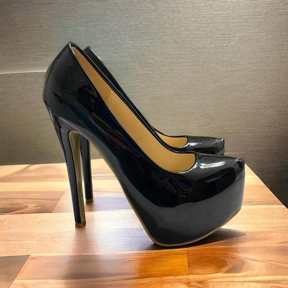 Pu Black Hidden Platform Heels - image 1